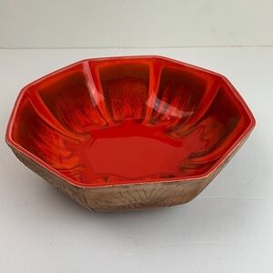 Mid Century modern MCM Sequoia faux bois / glazed pottery bowl 11” opening EUC